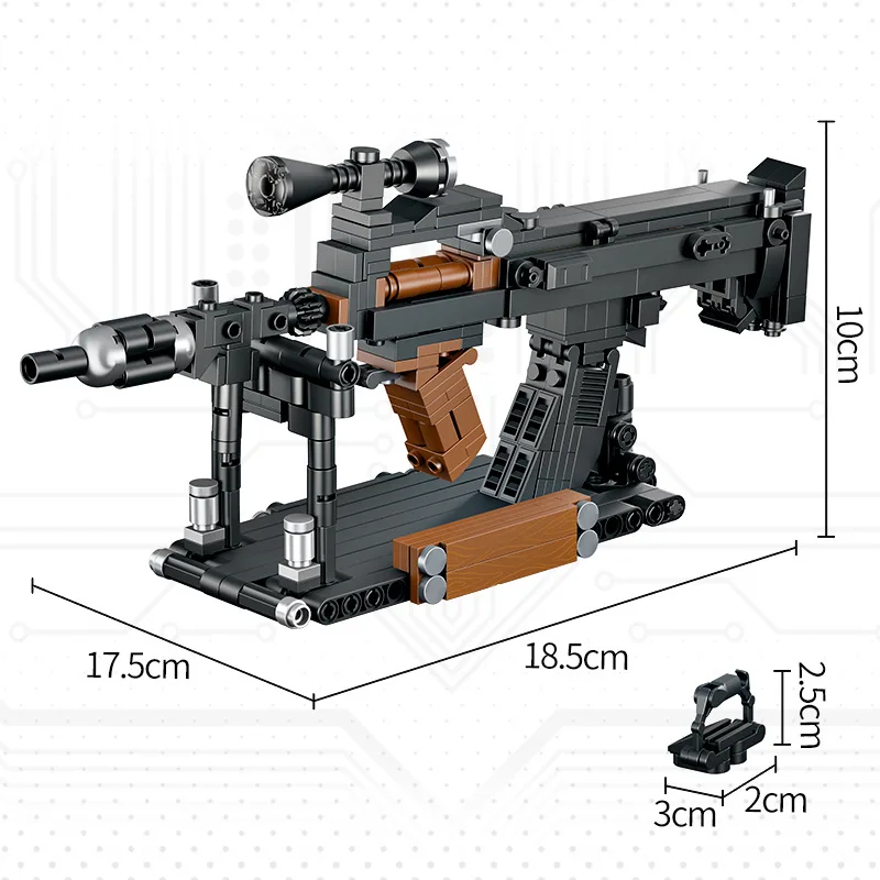 Military WW2 807pcs Groza Rifle Model Building Blocks MOC 8 In 1 AK47 98K AWM Revolver Weapon Bricks Toys For Children Boys Gift