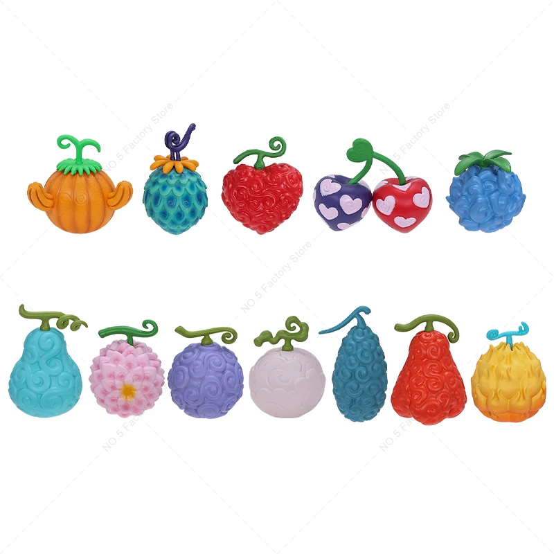 12 unids/set de Mini figuras de fruta del diablo de una pieza, fruta oscura, Op-Op, llama, goma de llama, colección de frutas, juguetes modelo de Pvc de 5-6cm
