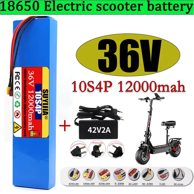

36V 10S4P 12Ah battery pack 500W high power battery 42V 12000mAh Ebike electric bicycle BMS 42v battery with charger