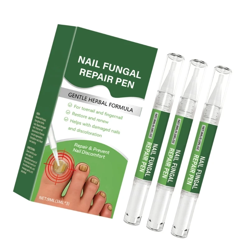 손톱 복구 펜 키트 3개입, 깊은 영양 공급 액체 함유, 손발톱 무좀 방지 펜, 갈라지고 벗겨지는 손톱 치료용