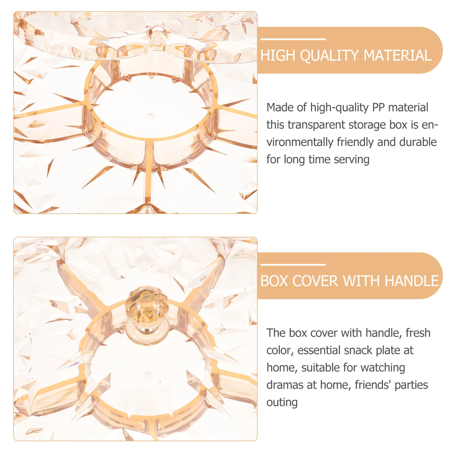 

1Pcs Home Fruit Tray Transparent Plastic Snack Tray Multi-Compartment Divided Food Storage Box Plastic Food Plate