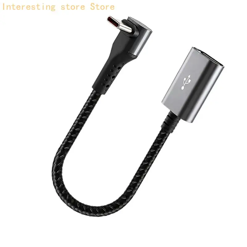 USB Type C Male to USB-A Female Cable, Angled Type C End, Short Cable Body, 480 Mbps Access for Storage Devices 55KC