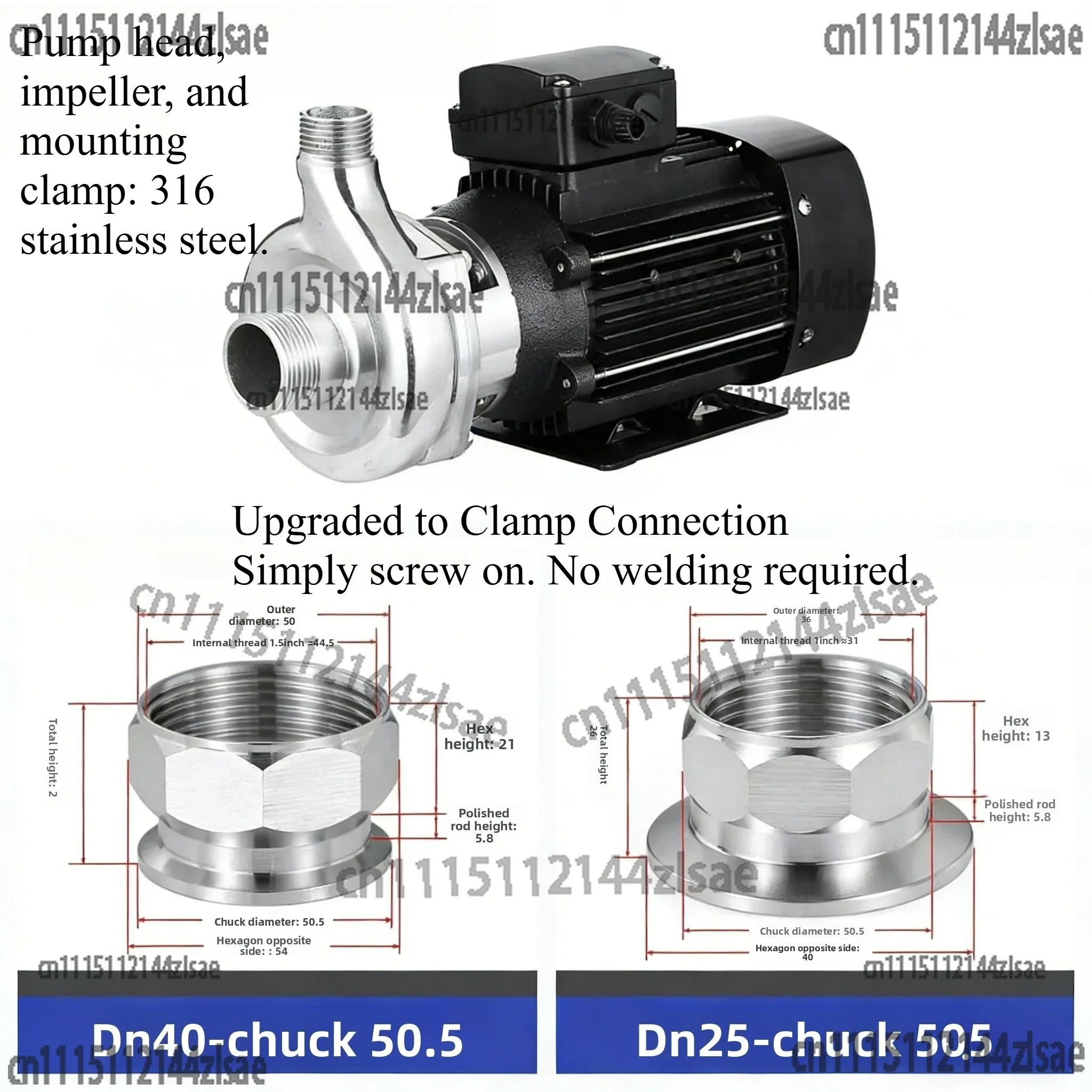 Stainless steel horizontal centrifugal pump (40FB-13) - acid and alkali resistance, suitable for brewing beer