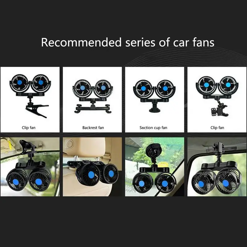Car Seat cooling Fan USB rechargeable 12/24V Portable Adjustable Plug And Play Double Cooling fan head For Kids Truck Camping