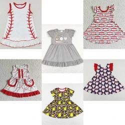 Wholesale Kids Children High Quality Ball Clothing For Baby Girl Summer Baseball Dress Toddler Knee Length One Piece Clothing