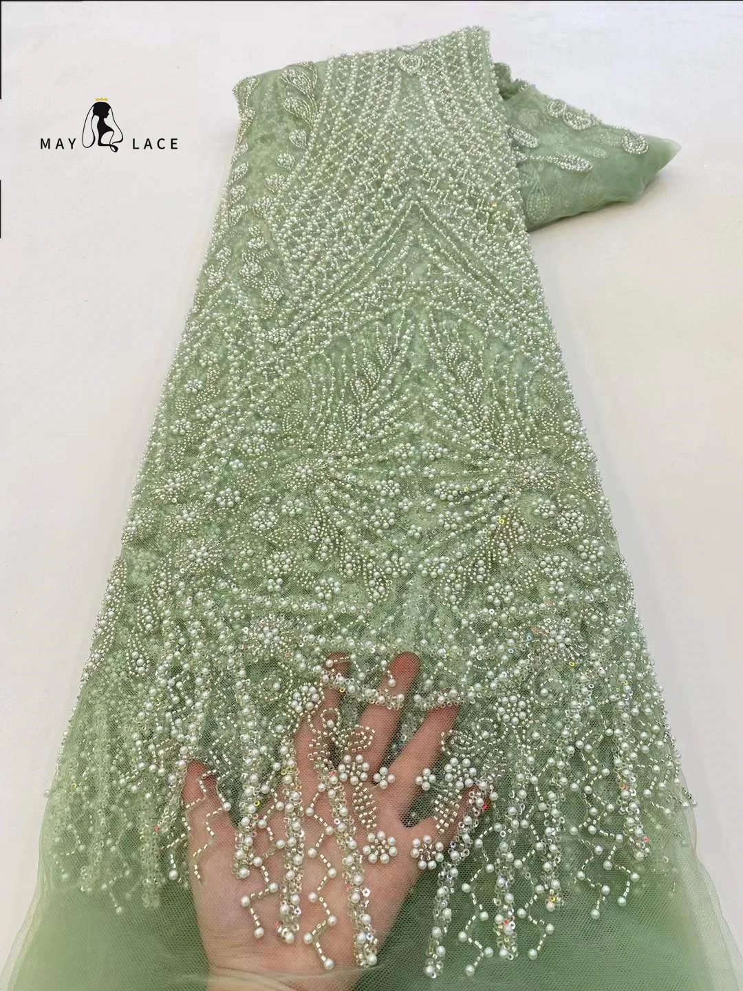 

African Groom Lace Fabric 5 Yards 2025 High Quality Lace Embroidered French Sequin&Beads Tulle Nigerian Party Material Dresses