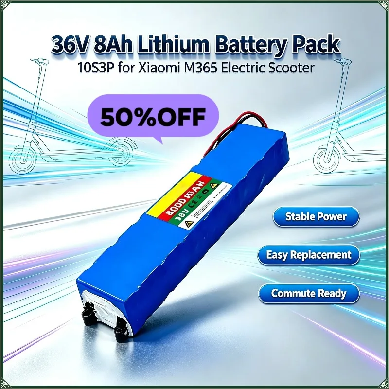 For Xiaomi M365/1S Electric Scooter 36V 8Ah 10S3P 18650 Lithium‑ion Battery Pack XT30 Connector 42V Charger Replacement Battery