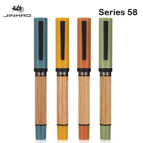 JINHAO 58 pluma estilográfica de madera de lujo F EF Nib pluma de tinta de escritura elegante bolígrafos de tinta para caligrafía suministros escolares de oficina papelería
