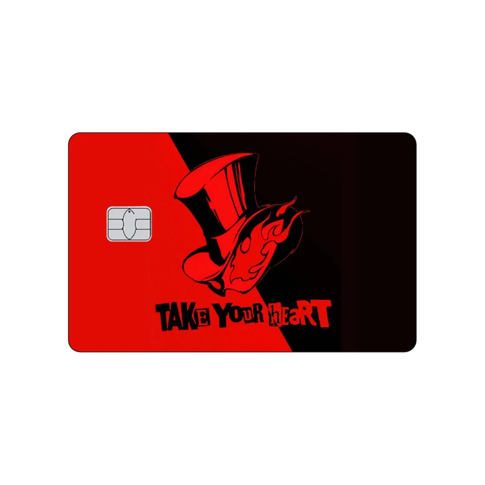 لعبة P5 بطاقة الائتمان الجلد ملصق أنيمي بيرسونا تاكاماكي ملصقات غير لامعة ل VISA JCB MasterCard وغيرها من البطاقة المغناطيسية IC #5