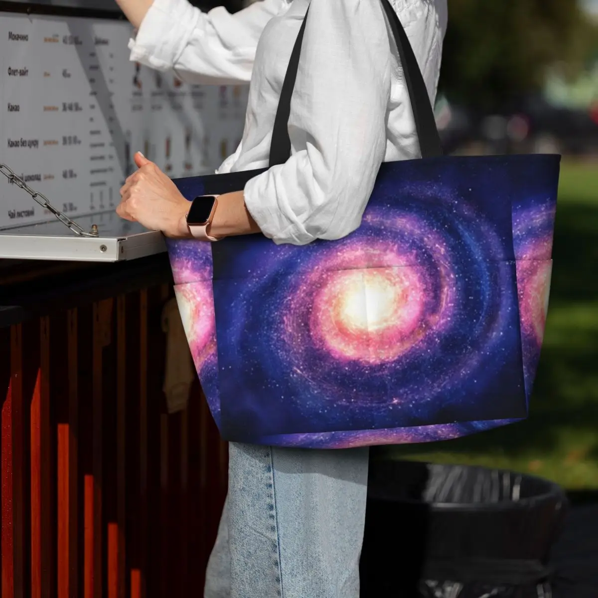 

Cloak Galaxy Universe Planets Beach Tote Bag Sport Gym Yoga Duffle Large Tote Bag Women Travel Bag Fitness bag