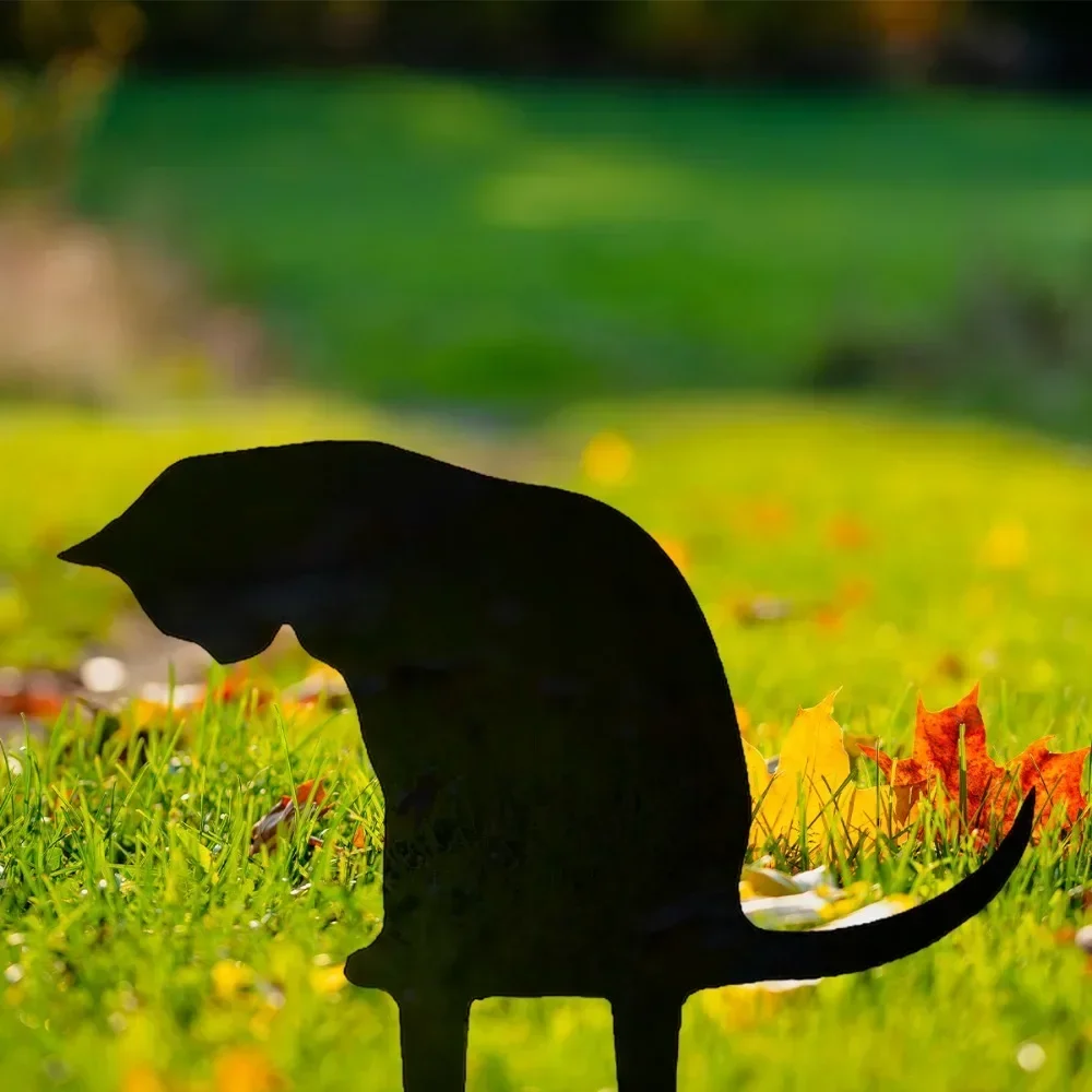 1pc Black Cat Garden Stake – Decorative Metal Cat Silhouette Cutout, Charming Garden Animal Statue for Outdoor Yard Decorations