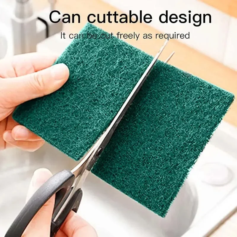 10PCS 15x10cm Household Kitchen Scrub Pads Oil Removal Dishwashing Pot Pads Scratch-Free Multipurpose Reusable Cleaning Dishrag