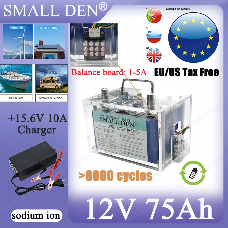 Na + 12 فولت 75 أمبير 230 أمبير بطارية أيون الصوديوم 20C عالية التفريغ 2.9 فولت 3.1 فولت 75 أمبير 4 ثانية للسيارات الكهربائية والدراجات النارية العاكس للطاقة الشمسية #4