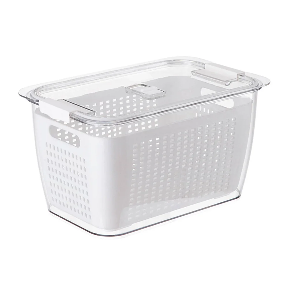

Drain Basket Storage Box Colander Double Layer Food Container 2 Sizes Keeping Dustproof Insect Proof Sliding Vent