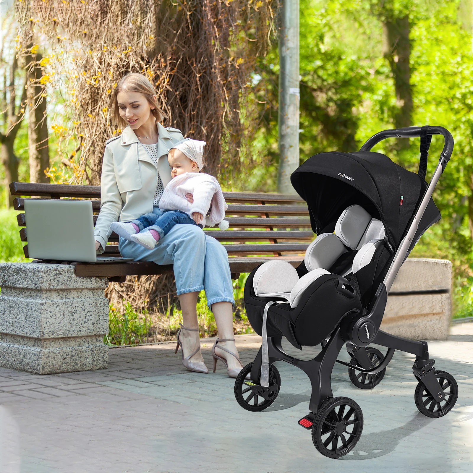 Stroller with 4 heels - metal frame and comfortable fabric, Foldable and easy to transport. image 3