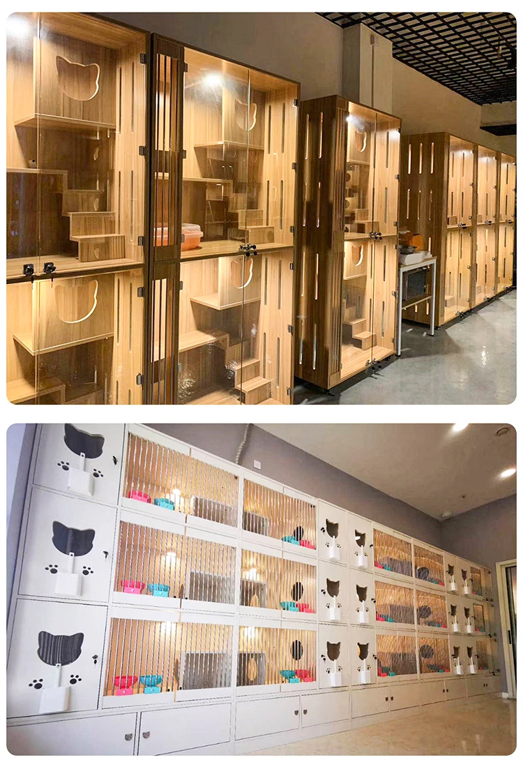 Luxury Interior Household Animal Furniture Wooden Cat Cage House With Scratching 3 Layer Cat Villa Cat House