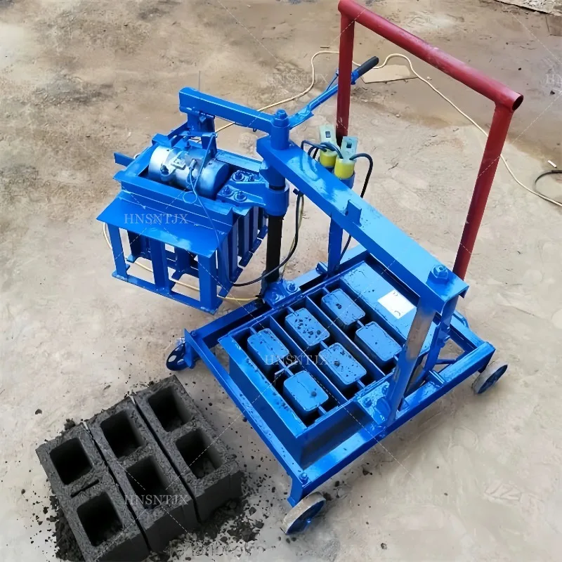 Small Portable Laying Concrete Block Making Machine 2-45 Mobile Manual Hollow Cement Brick Production Machinery