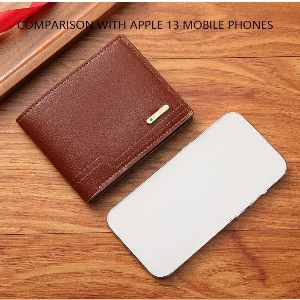 PU Leather Men's Short Wallet Multi-position Ventilate Male Leather Purse Large Capacity Ultralight Pocket Purse Daily Use