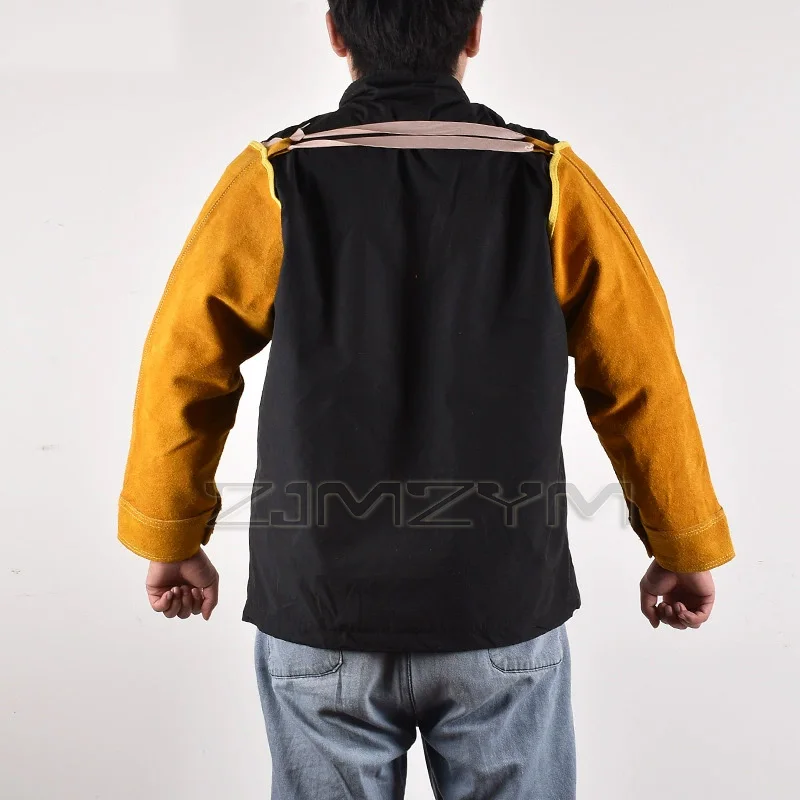 1 Pair Heat-Resistant Cowhide Welding Sleeves Oil-Proof Stain-Resistant Protective Labor Gloves for Workers