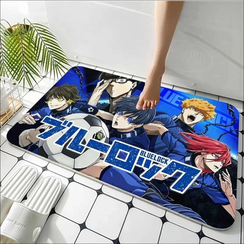 Blue Lock Floor Mat Entrance Door Mat Washable Non-Slip Living Room Sofa Chairs Area Mat Kitchen Welcome Doormat