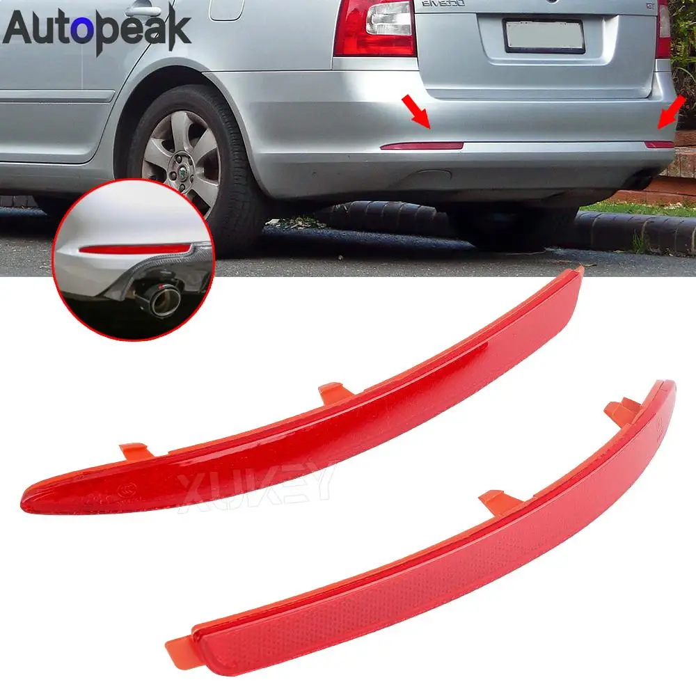 2 buah reflektor Bumper kanan kiri lampu reflektif rakitan lensa lampu kabut ekor untuk Skoda Octavia Mk2 2009-2013 suku cadang pengganti