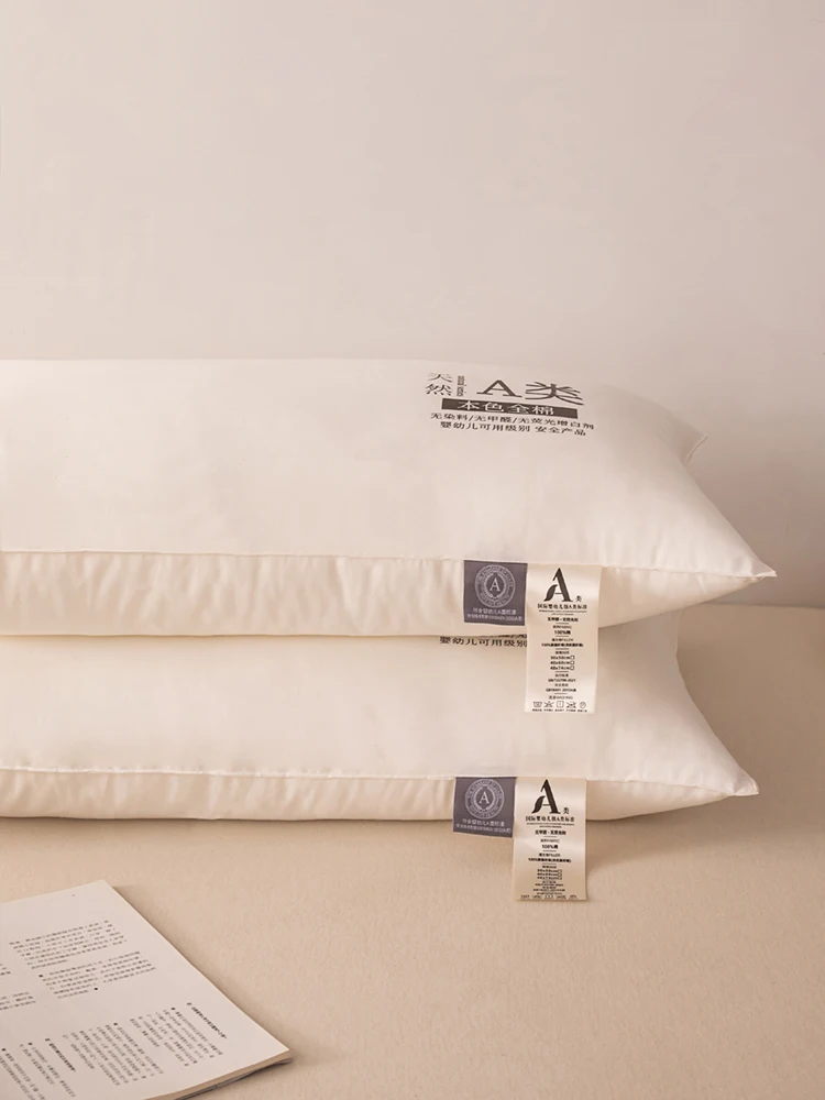 Pure Cotton Face Sleeping Low Pillow Filling By Microfiber Fiber Soft Neck Health Pillows For Adults Home Hotel 40x60/48x74 CM
