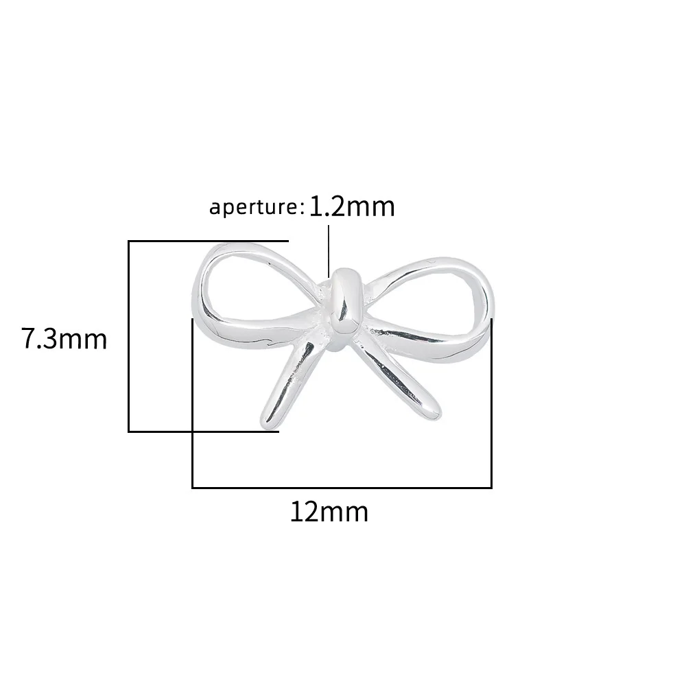 Charms 925 Silver Perforated Bowknot Necklace Pendant Handmade DIY Accessories Charms for Bracelet Plata 925JHA70
