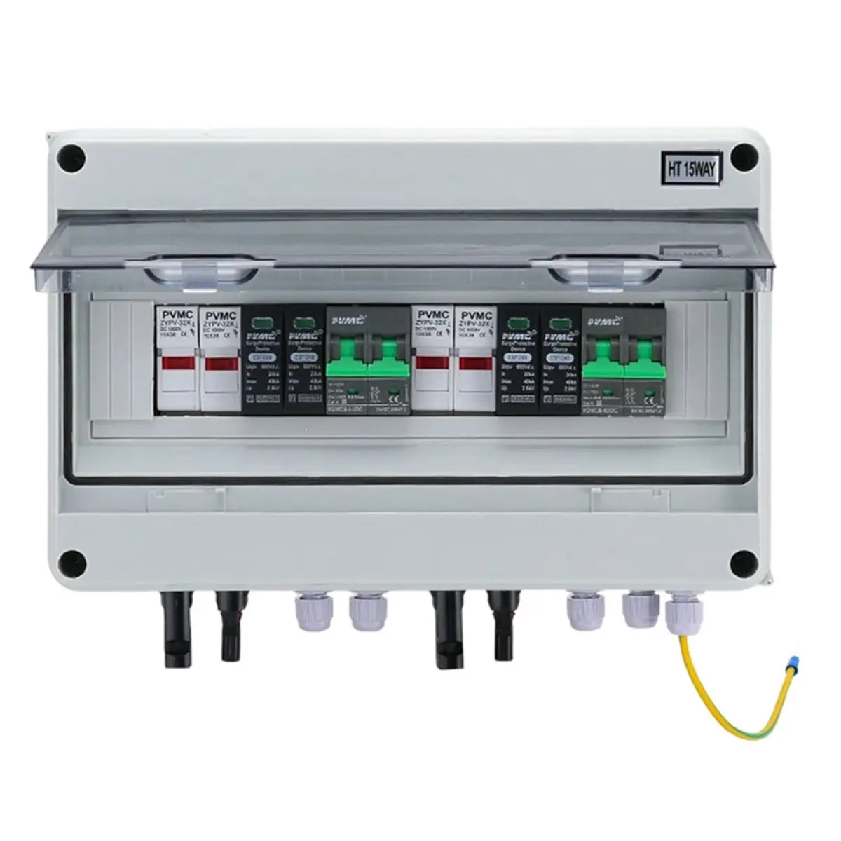 A20I 2 in 2 Out DC 600V Solar Photovoltaic PV Combiner Box with Protection 32A Fuse MCB SPD Waterproof IP65