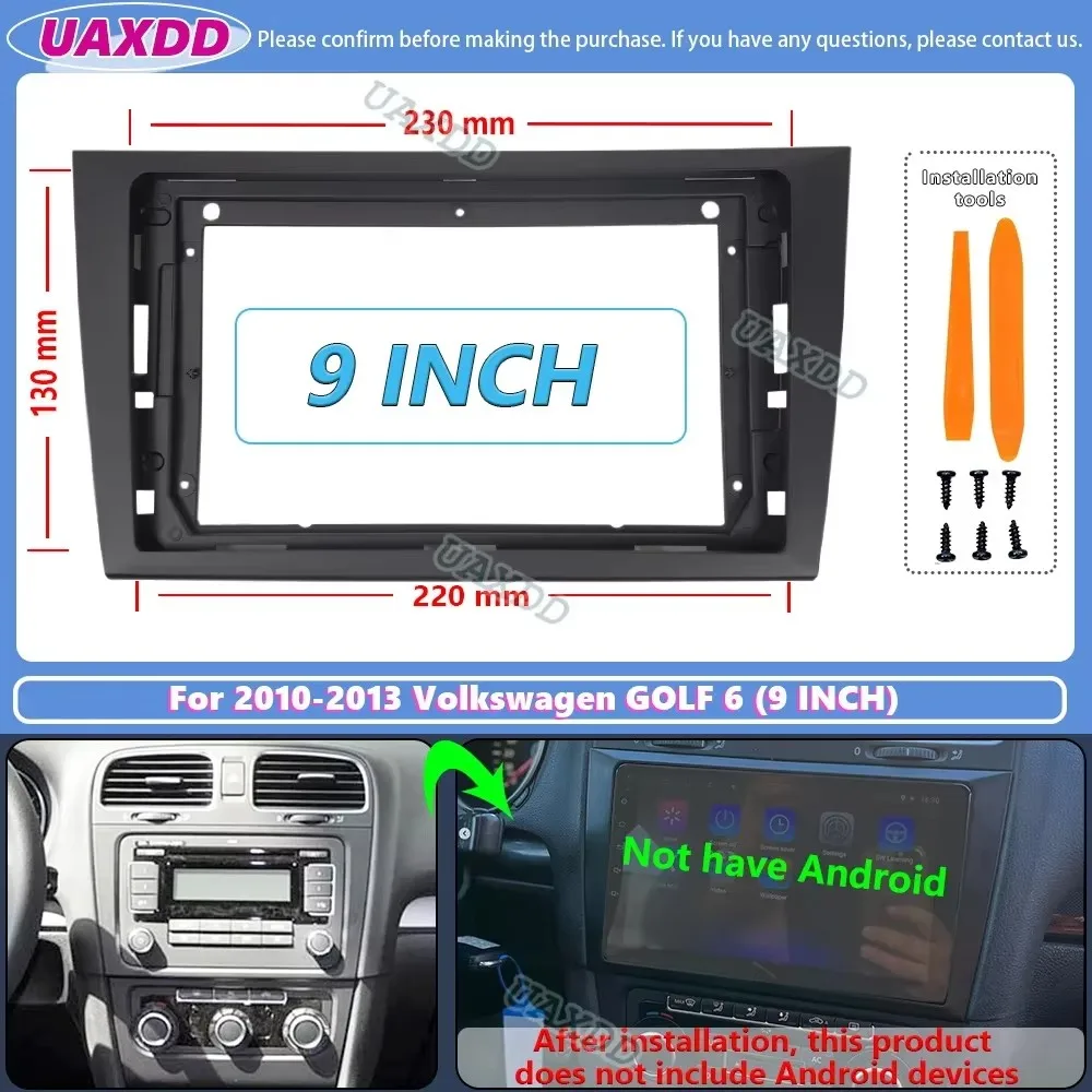 9 Inch Car DVD Frame For Volkswagen Golf 6 2008-2016 Stereo Panel Frame Audio Dash Trim Facia Radio Player Screen 2 Din Kit
