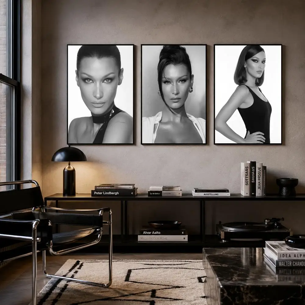 Celebrity Bella Hadid Poster Self-adhesive Art Waterproof Paper Sticker Coffee House Bar Room Wall Decor