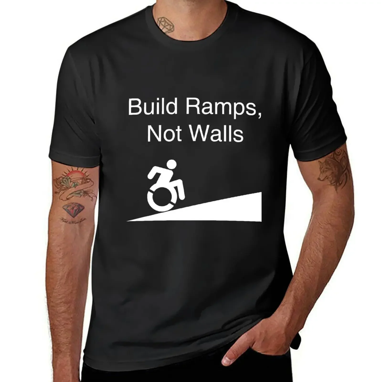 Build Ramps Not Walls Disability Rights T-Shirt funny gifts graphic shirts shirts graphic tees kawaii clothes cotton t shirt men