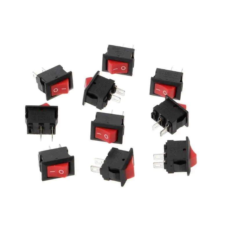 

652F 10 Pcs 2 Pin 10x15mm SPST ON/OFF Soldering Terminal Boat Rocker Switch 3A AC 250