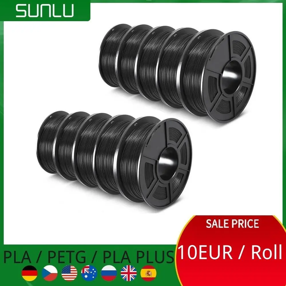 SUNLU PLA PETG PLA Plus Filaments 10 Rolls 3D Filament 1KG/roll 1.75mm 100% Filament Lines Up Neatly For 3D Printing From EU US