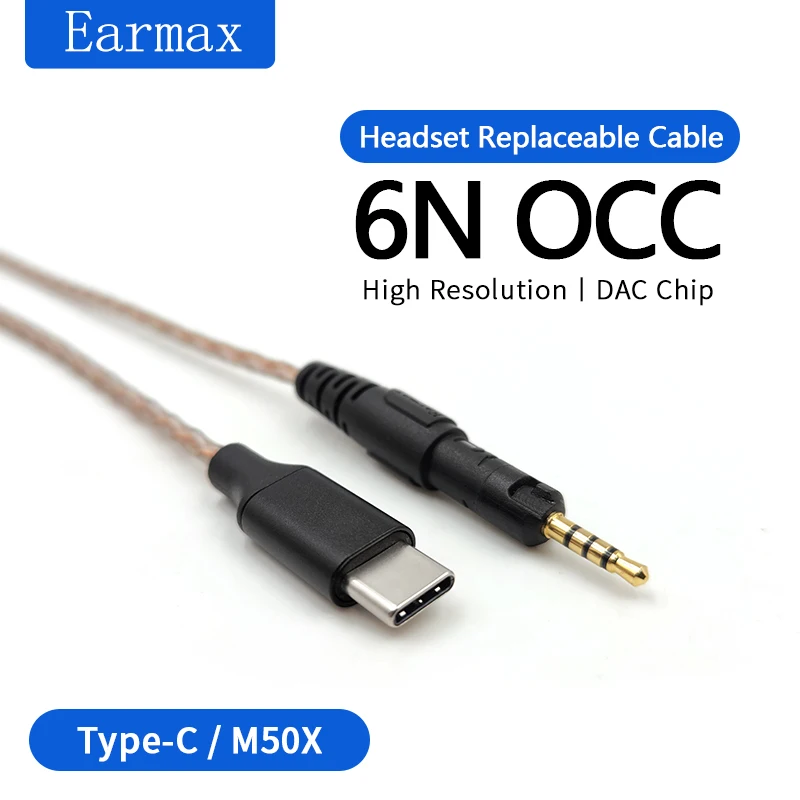 For  Audio Technica ATH-M40X M50X M60X M70X Sennheiser HD518 HD558 HD549 HD569 HD598 Headset Replaceable TYPE-C to M50X Cable