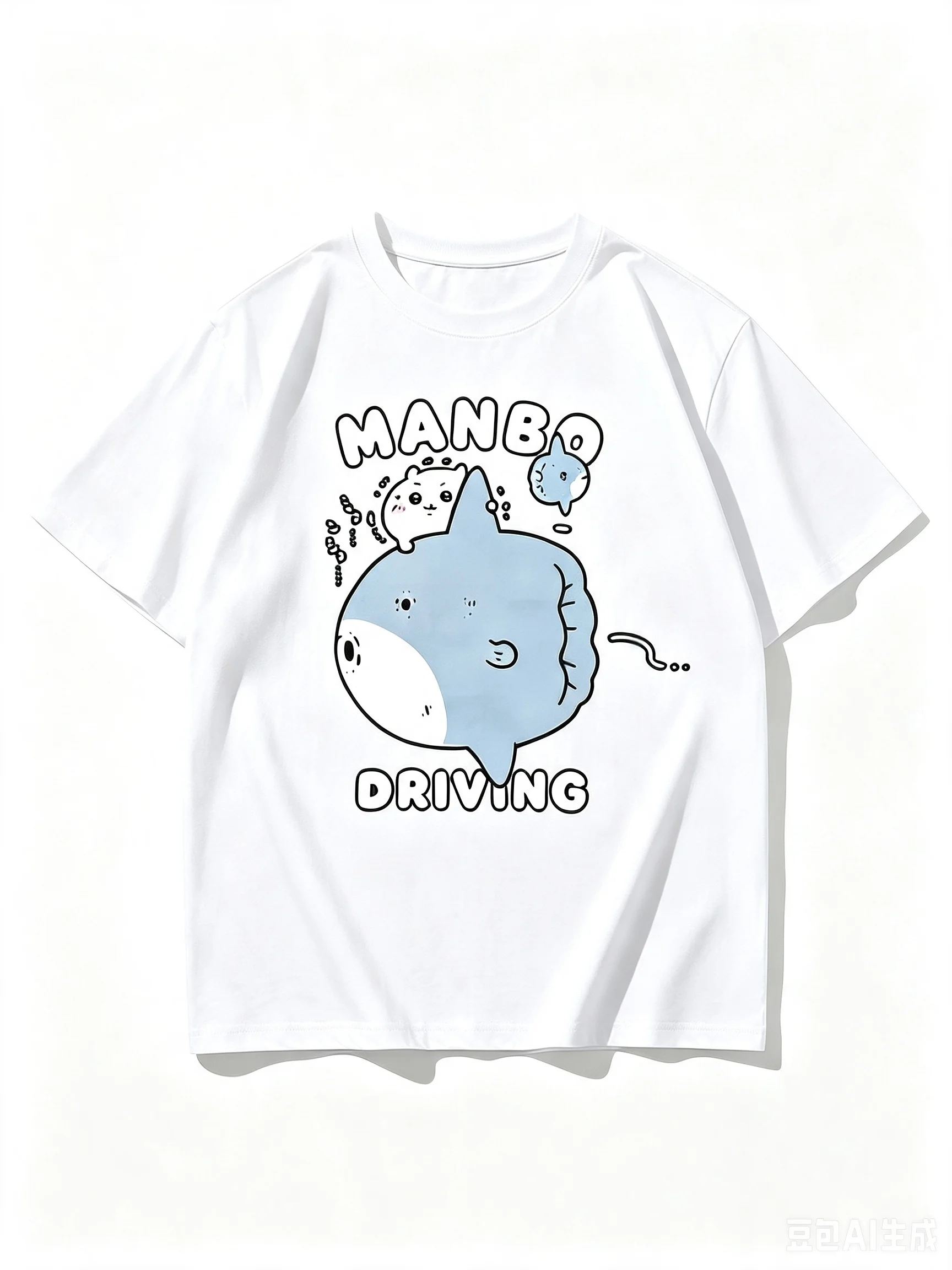 Couple Style Chiikawa Hachiware Camera Oversize Heavyweight T-shirt Unisex Cotton Summer Loose Casual Short Sleeve Top