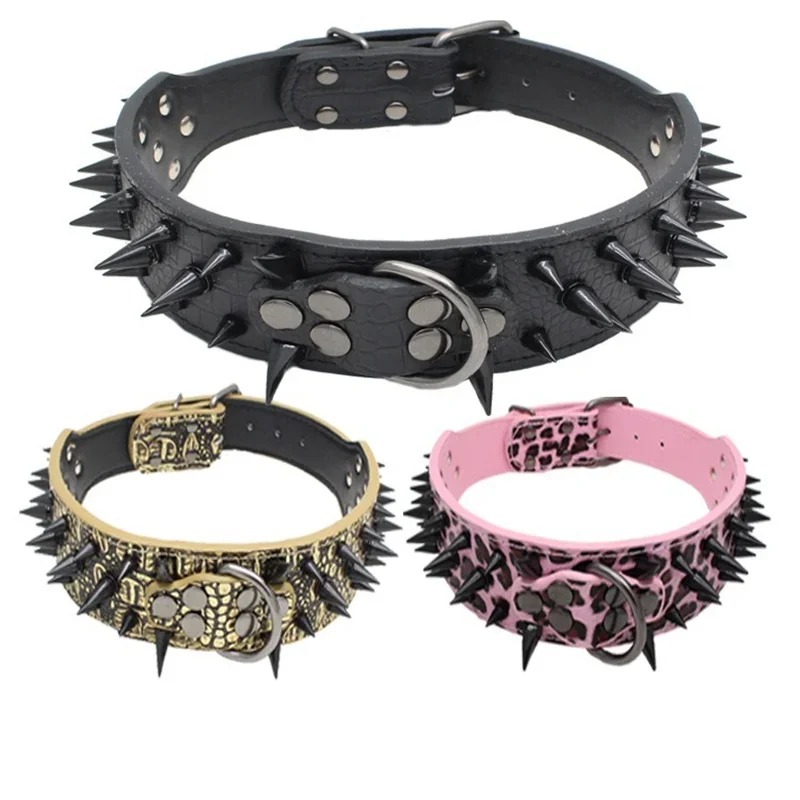 Spitznagel-Nieten-Hundehalsband, groß, bissfest, aus PU-Leder, langlebig, verstellbar, für mittelgroße und große Hunde, Haustierbedarf – Detail 6