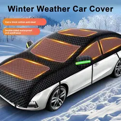 Car Windshield Snow Cover Foldable Design Anti-Freezing Frost-proof Simple Installation Window Ice Snow Cover Car Exterior Cover