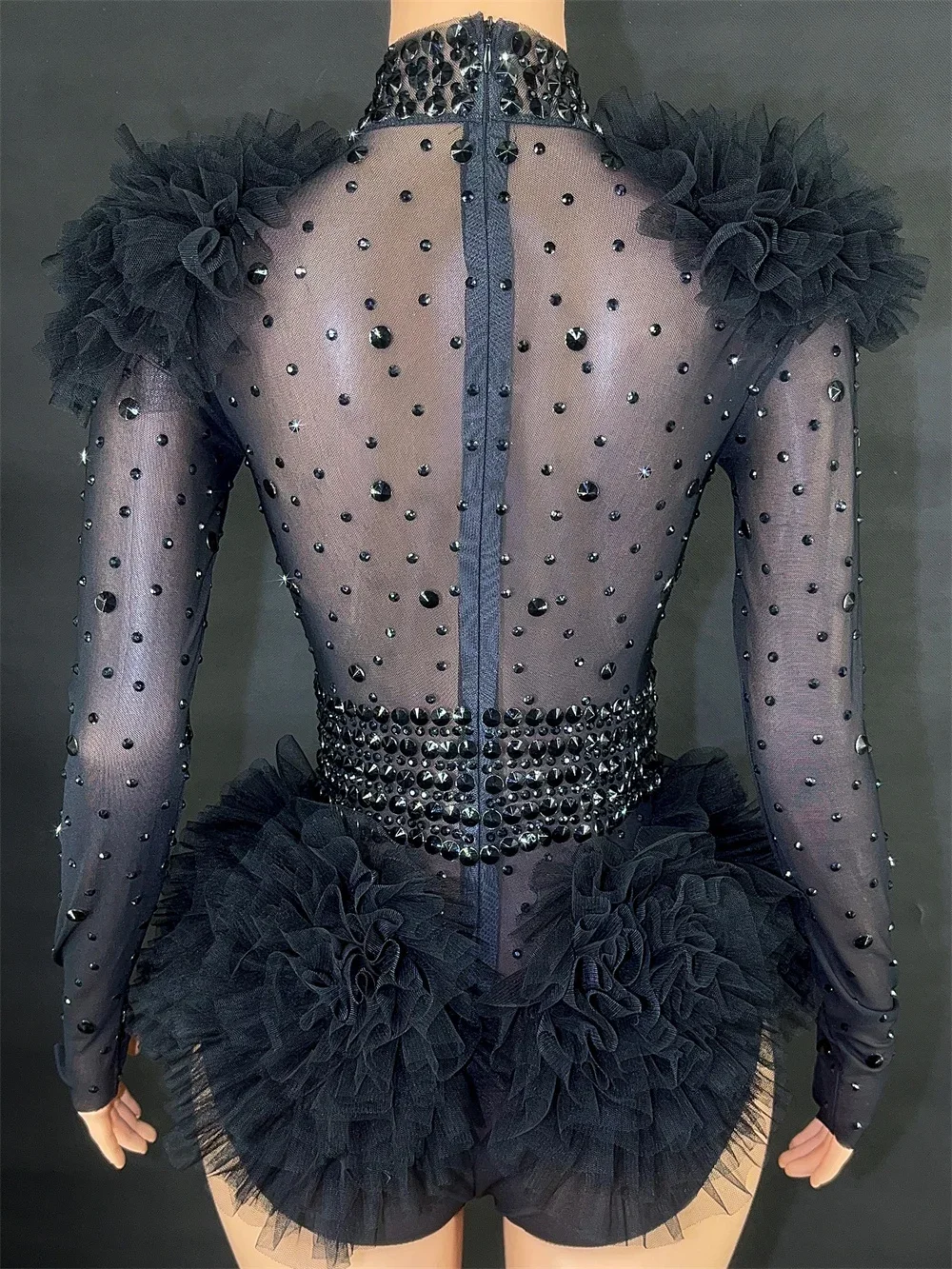 مثير شفافة الراين ارتداءها مثير ضيق شبكة الكشكشة أداء راقصة المغني زي ملهى ليلي المرحلة الزي