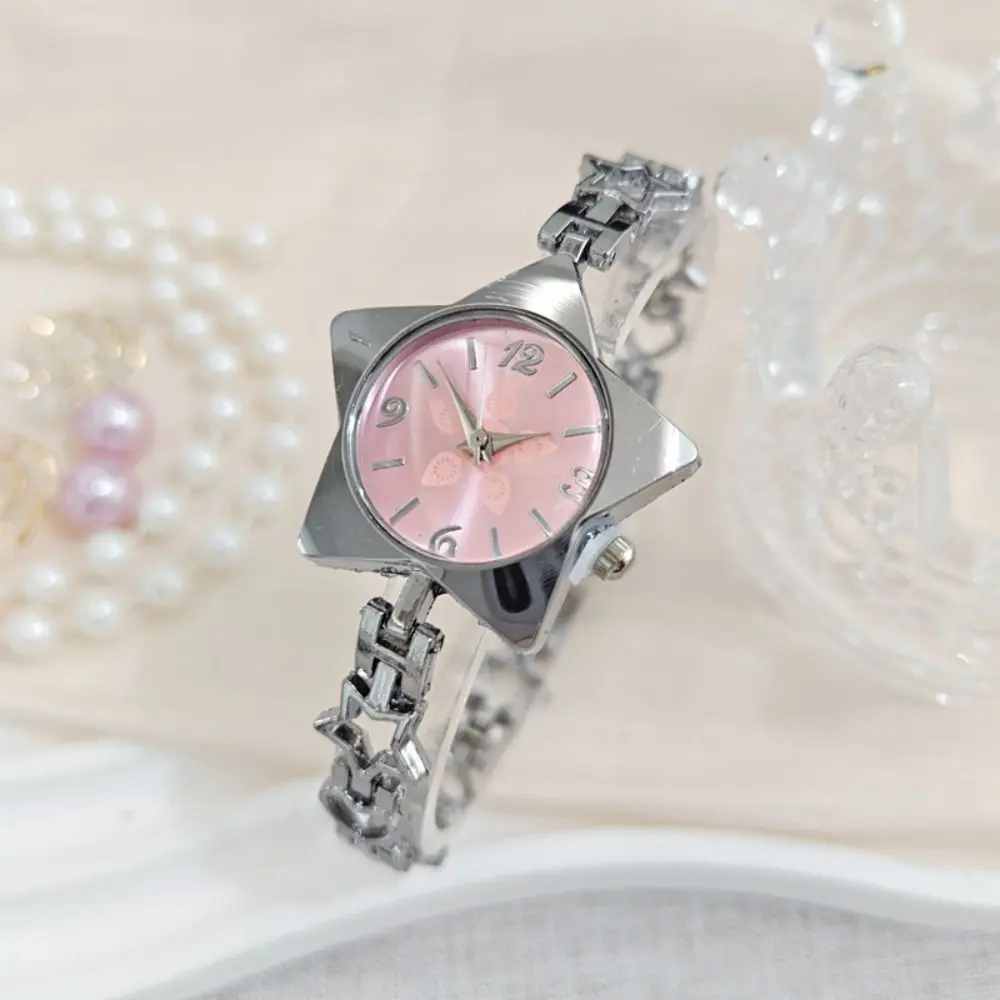 Creative Zinc Alloy Star Watch Y2k Charm Gold Silver Star Shape Bracelet Simple Wristwatch Chain Watches Girls Gift