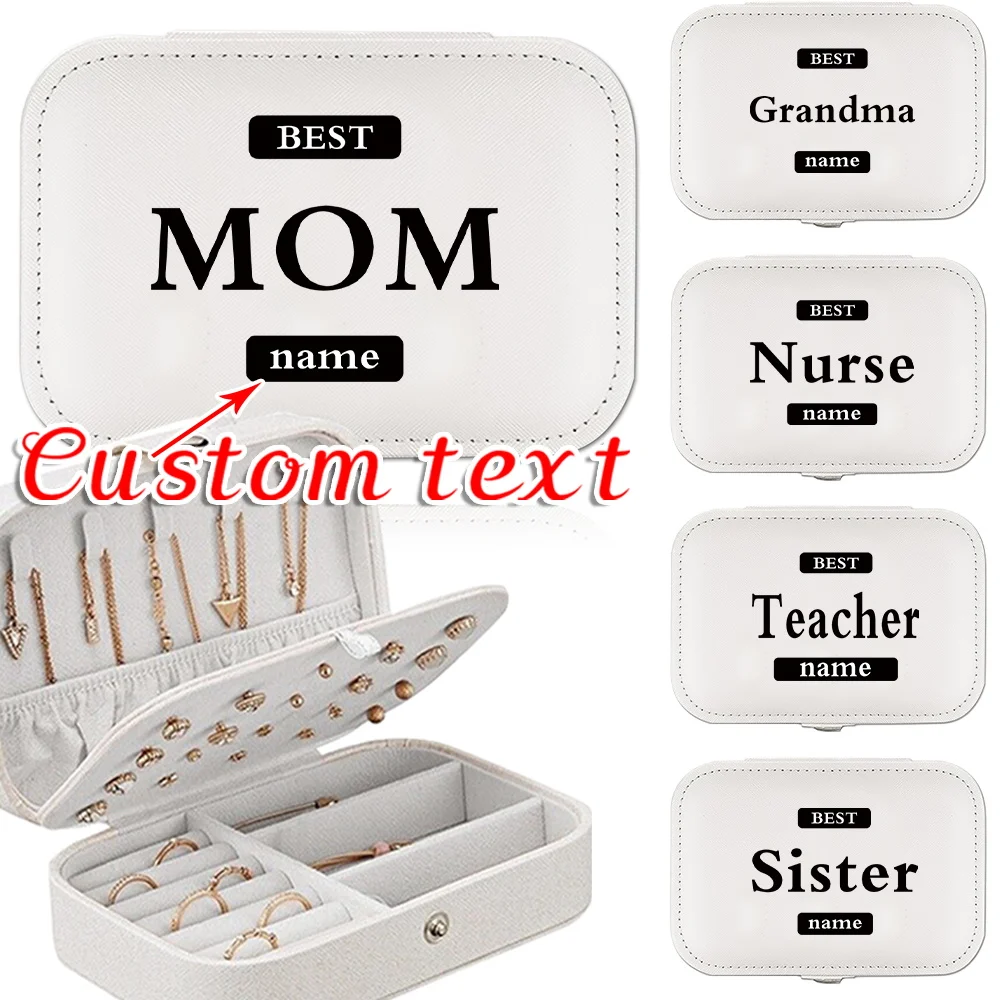 Customized Name Travel Dustproof Double Layer Cosmetic Bag Large Size Jewelry Case Boxes Portable Jewelry Organizer Display