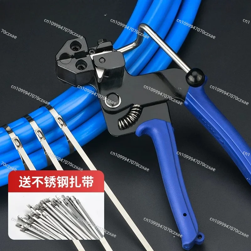 Stainless Steel Zip Tie Tightening & Cutting Tool, Manual Cable Band Bundling Plier