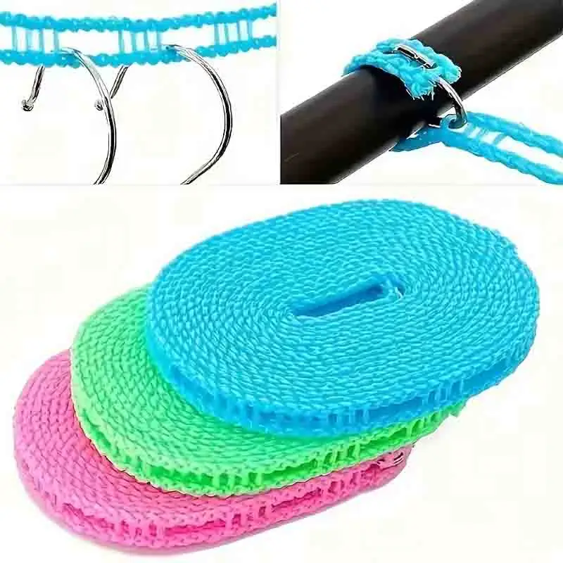 Tendedero portátil de 5-10m, cuerda de secado antideslizante gruesa mejorada a prueba de viento, cuerda colgante para ropa, accesorios para acampar