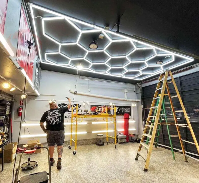 

Factory Hexagonal LED Light for Car Care Car Wash Room LED Garage Bay Ceiling Light Tool Working LED Light