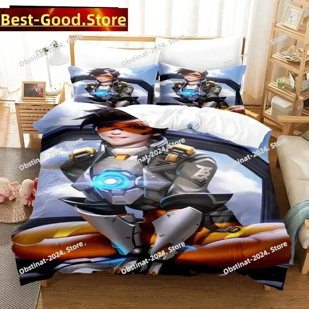 

3D Anime Sexy Girls Overwatch Bedding Set Printed Bed Set With Pillowcase Duvet Cover Soft Single Double Queen Super King Size
