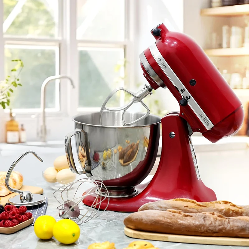 Roestvrijstalen accessoires voor Kitchenaid 4,5-5 Qt standmixer met kantelkop, inclusief 6-draads garde, platte klopper, deeghaak