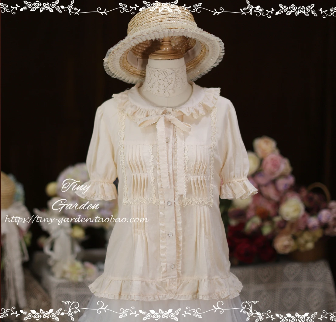 Classical Girl Lolita Bow Tie Blouse Female 2024 Spring New Elegant Long Short Sleeve Versatile White Shirt Sweet Tops Mujer