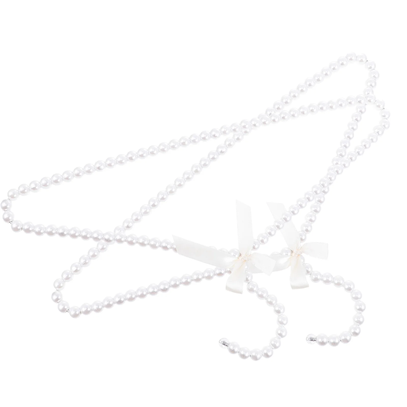 

2pcs Pearl Bow Hangers Clothes Drying Rack Fashion Coat Hanger Storage Space Saver Plastic Garment Decorative