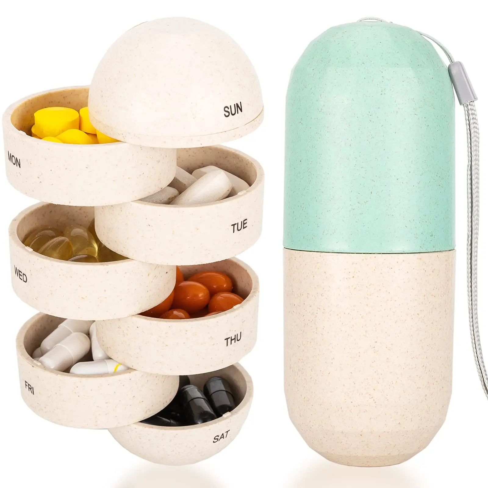 

Cute Pill Organizer 7 Days Weekly Pill Cases Box Waterproof Moisture Proof Travel Capsule Pill Box Case Portable Design to Carry