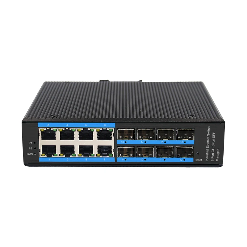 JT-COM L2 managed industrial grade POE with 4*1000M SFP uplink ports and 8*10/100/1000M RJ45 ports