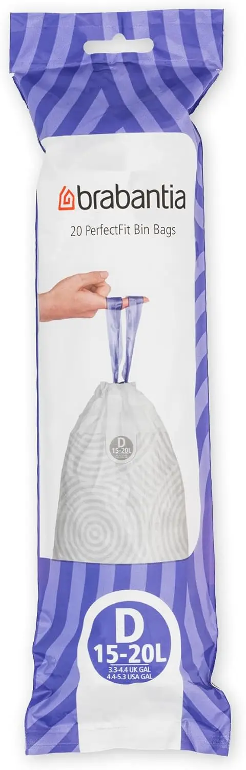 

Thick Drawstring Trash Bags, 4-5.3 Gallon Size D, 20 Count for Easy Disposal